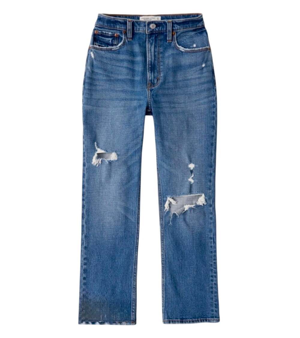 Abercrombie Curve Love Jeans Ultra High Rise Ankle Straight Distressed 28/6